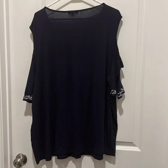 Adrianna Papell Navy Blue Floral Embroidered Blouse Women’s Size 3XL - Picture 2 of 2